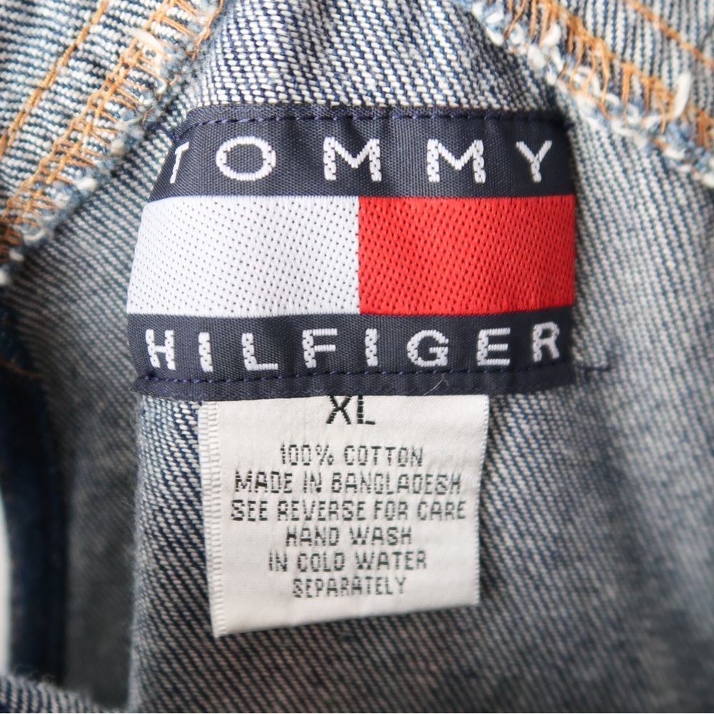 Vintage 90s Y2K Tommy Hilfiger Wide Leg Dark Wash Overalls Girls XL - Picture 9 of 9